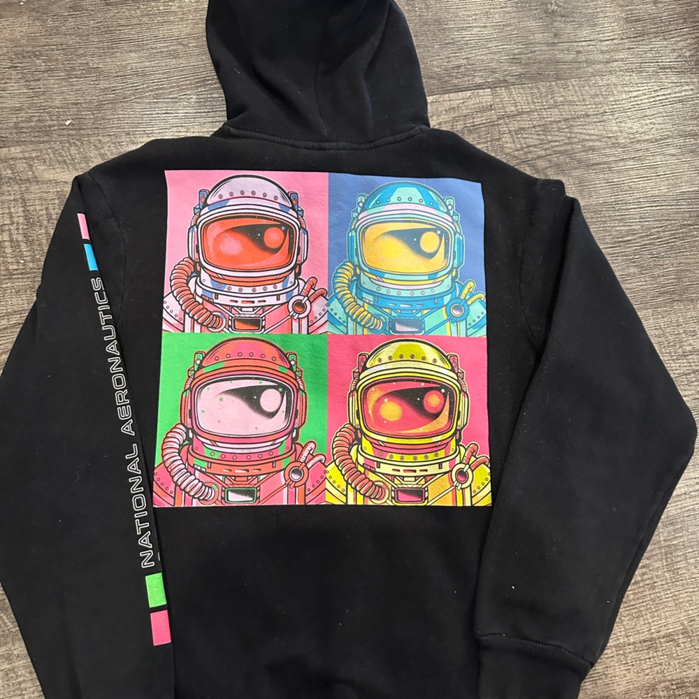 NASA Explore the universe black graphic hyperspace hoodie size S